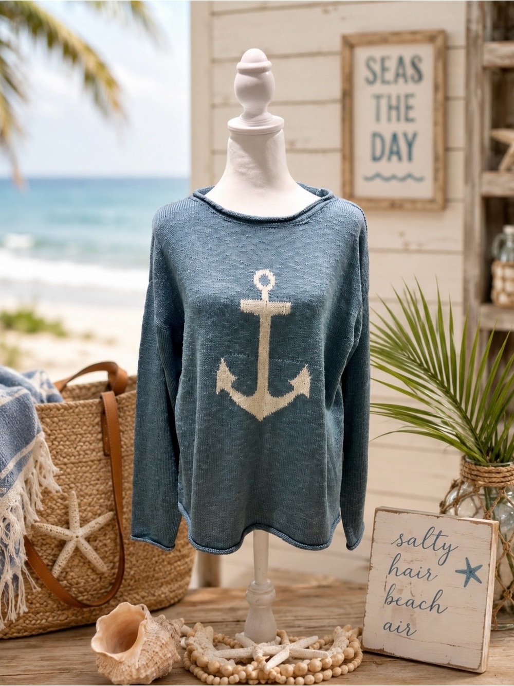 Nautical Anchor Sweater- Large
